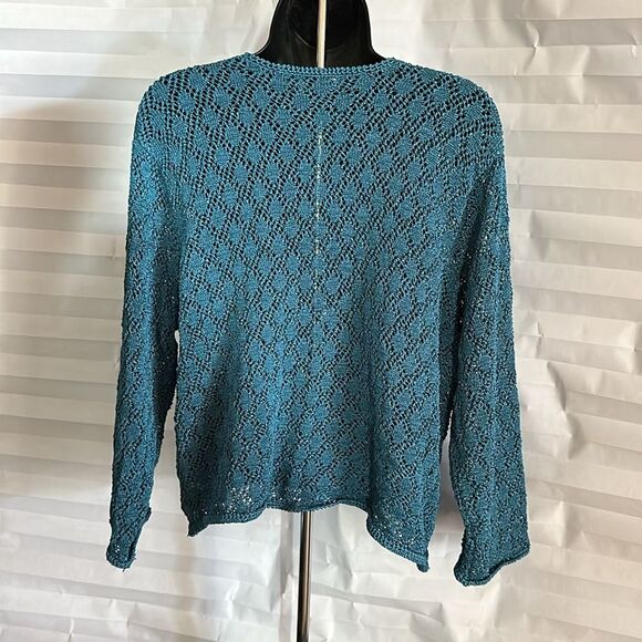 Norton Studio Cardigan Sweater Green Open Front Women’s Size XL Long Sleeve - Picture 2 of 3